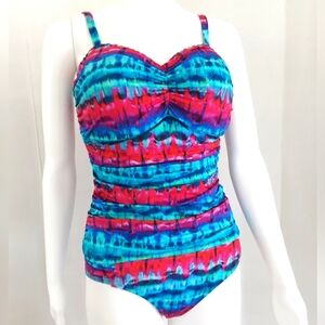 BAMBOO Blue & Pink Tie-Dye One-Piece Swim Tankini